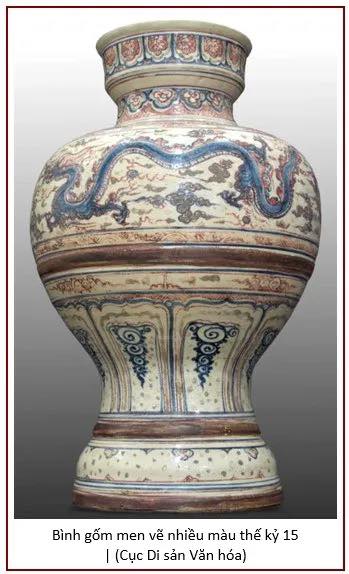 Bình gốm men vẽ nhiều màu