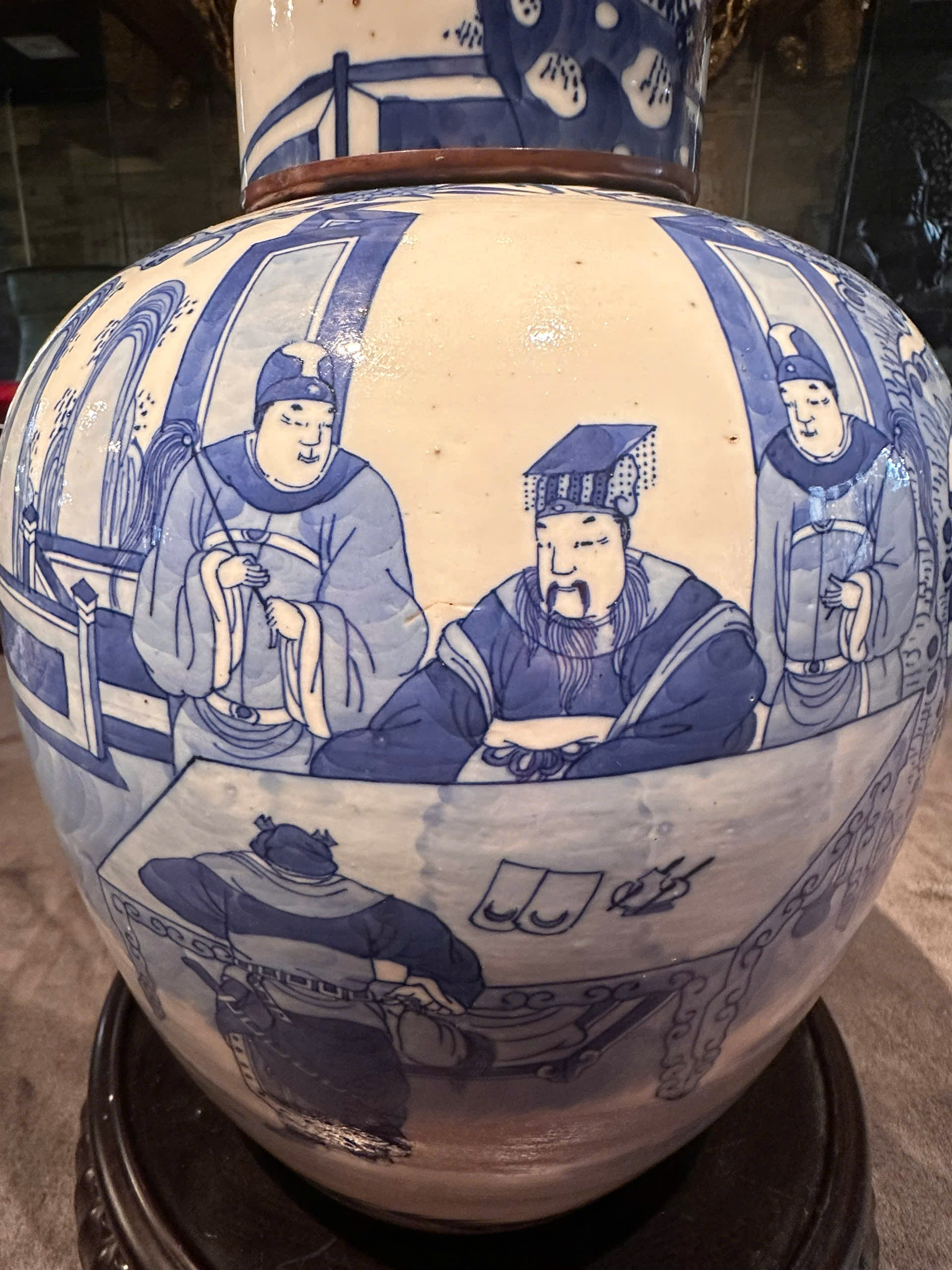 Chum sứ Thanh Hoa, men xanh lam, TK 19